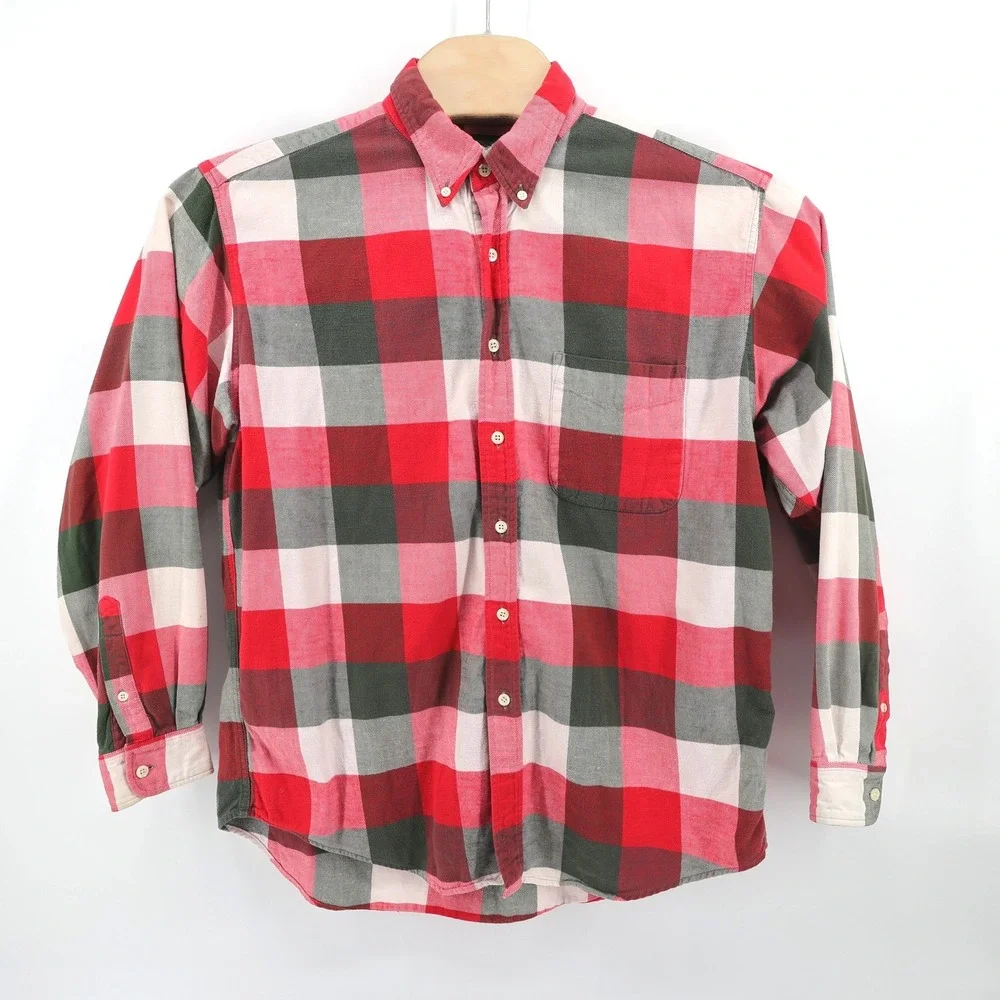 Vinateg J‎ Crew Flannel Oarsman Men's Plaid Button Down Shirt Long Sleeve Large